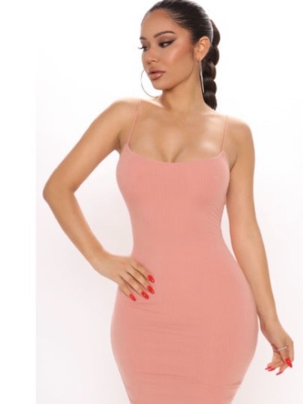 Fashion Nova Ribbed Spaghetti-Strap Mini Dress - Rose